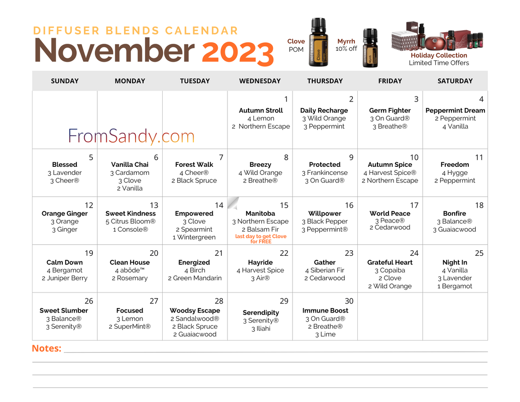 Diffuser Blend Calendar